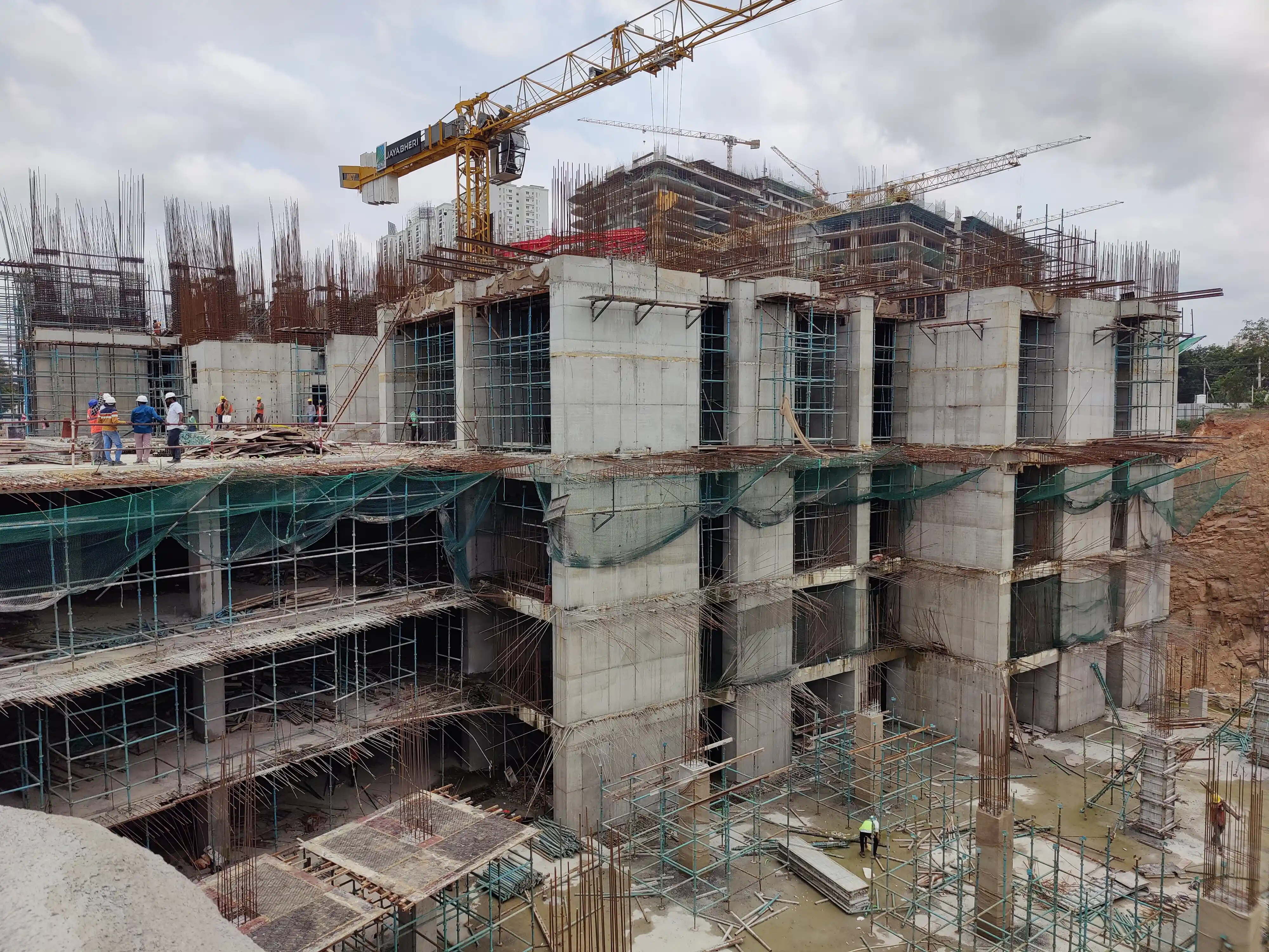 A – BLOCK: Podium slab and 1st floor reinforcement under progress.